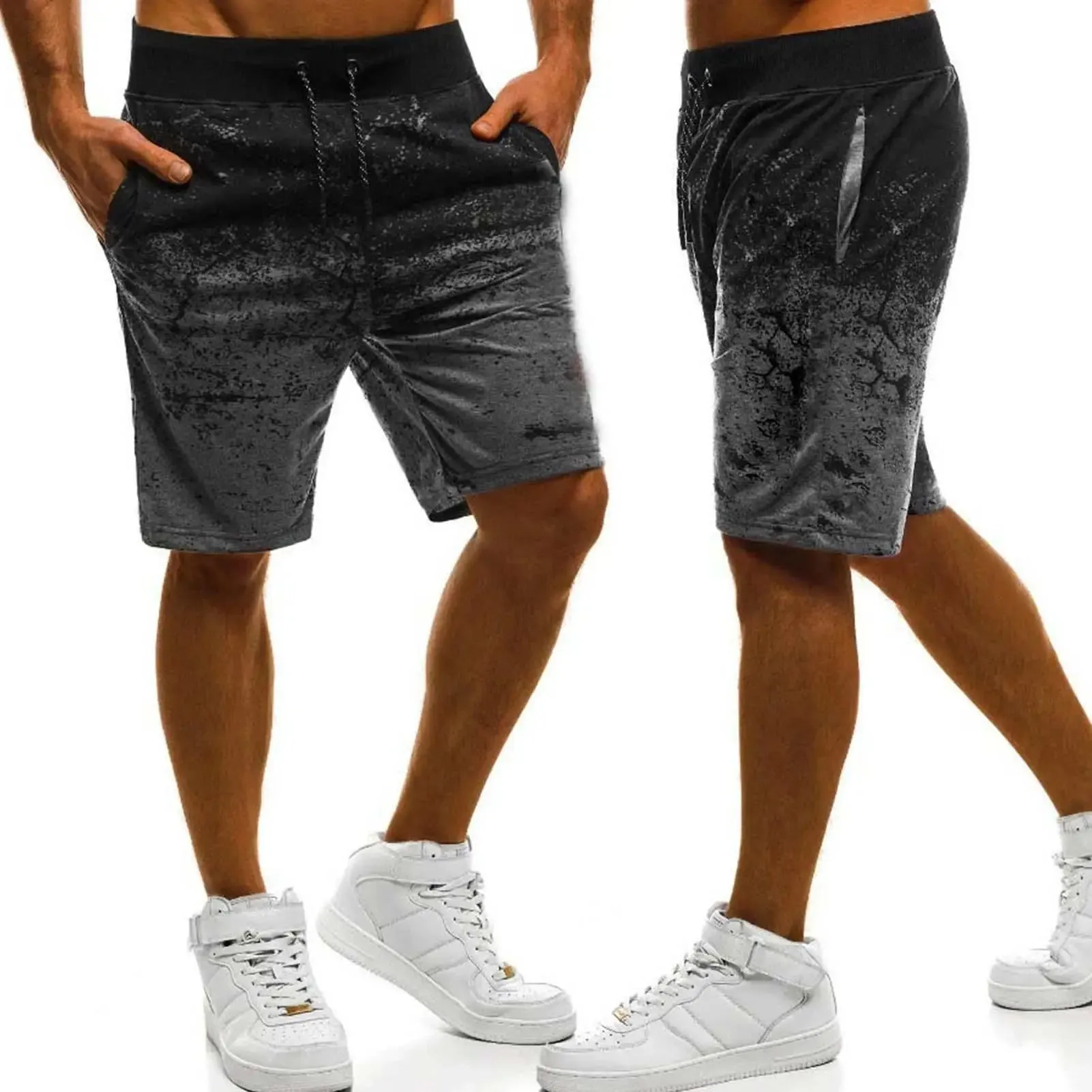 2022 Fashion Men Casual Shorts Fashion Printed Joggers Short Sweatpants Summer Drawstring Hip Hop Slim Workout Shorts Plus Size