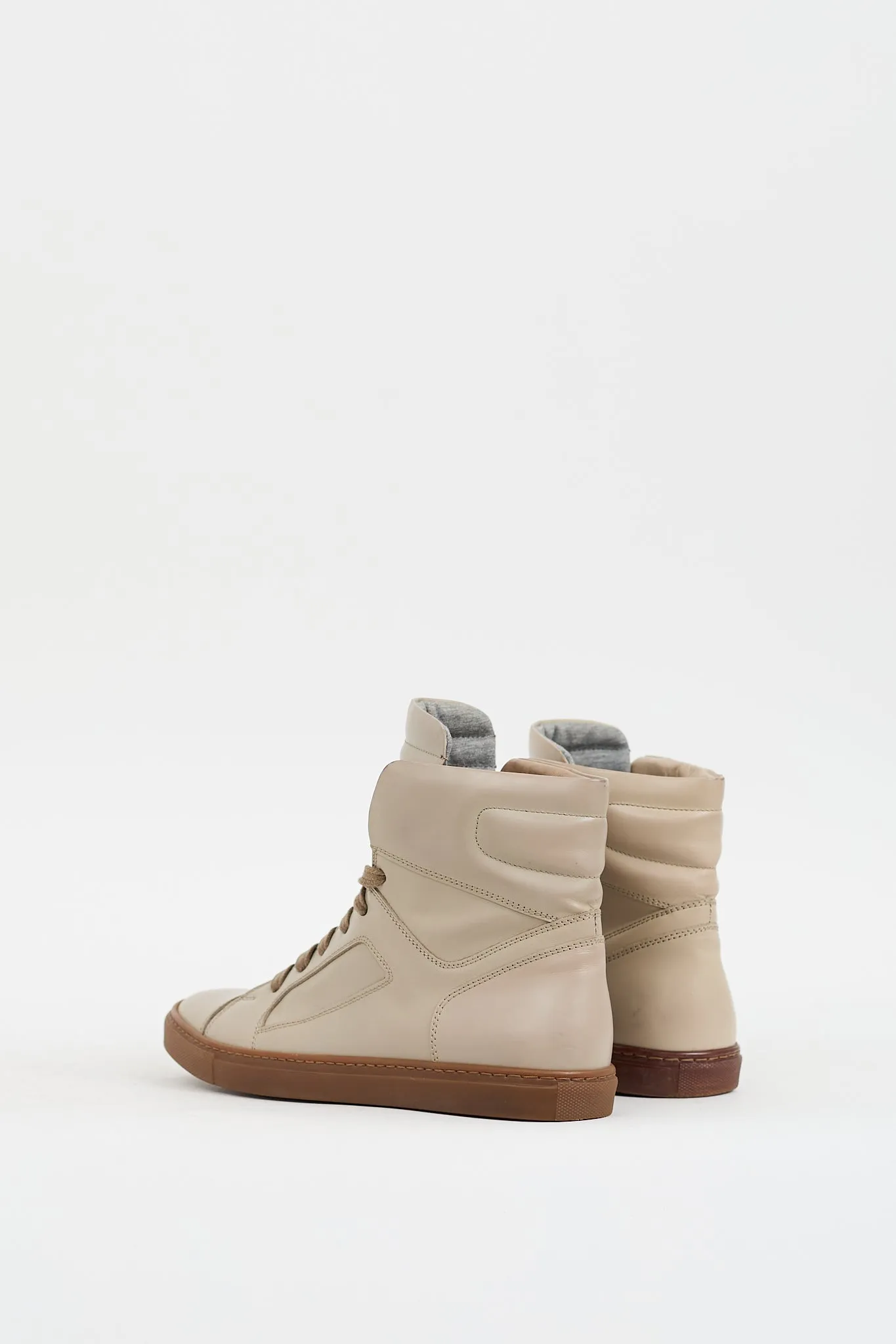 Beige Leather High Top Sneaker