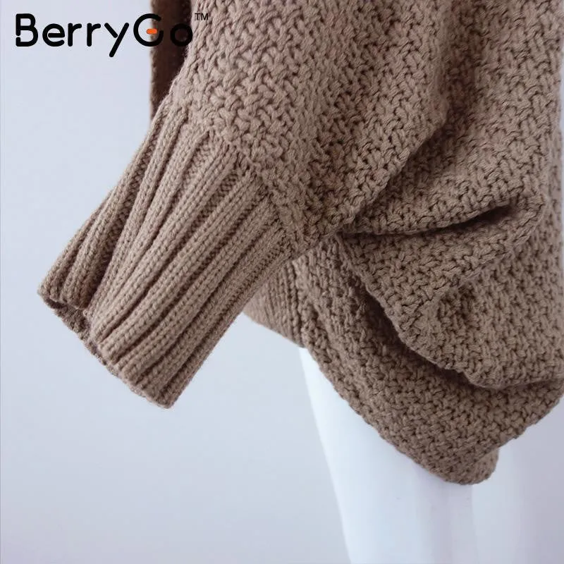 BerryGo batwing sleeve knitted cardigan sweaters women Fashion oversized shrug sweater Autumn winter warm long sweater jumpers