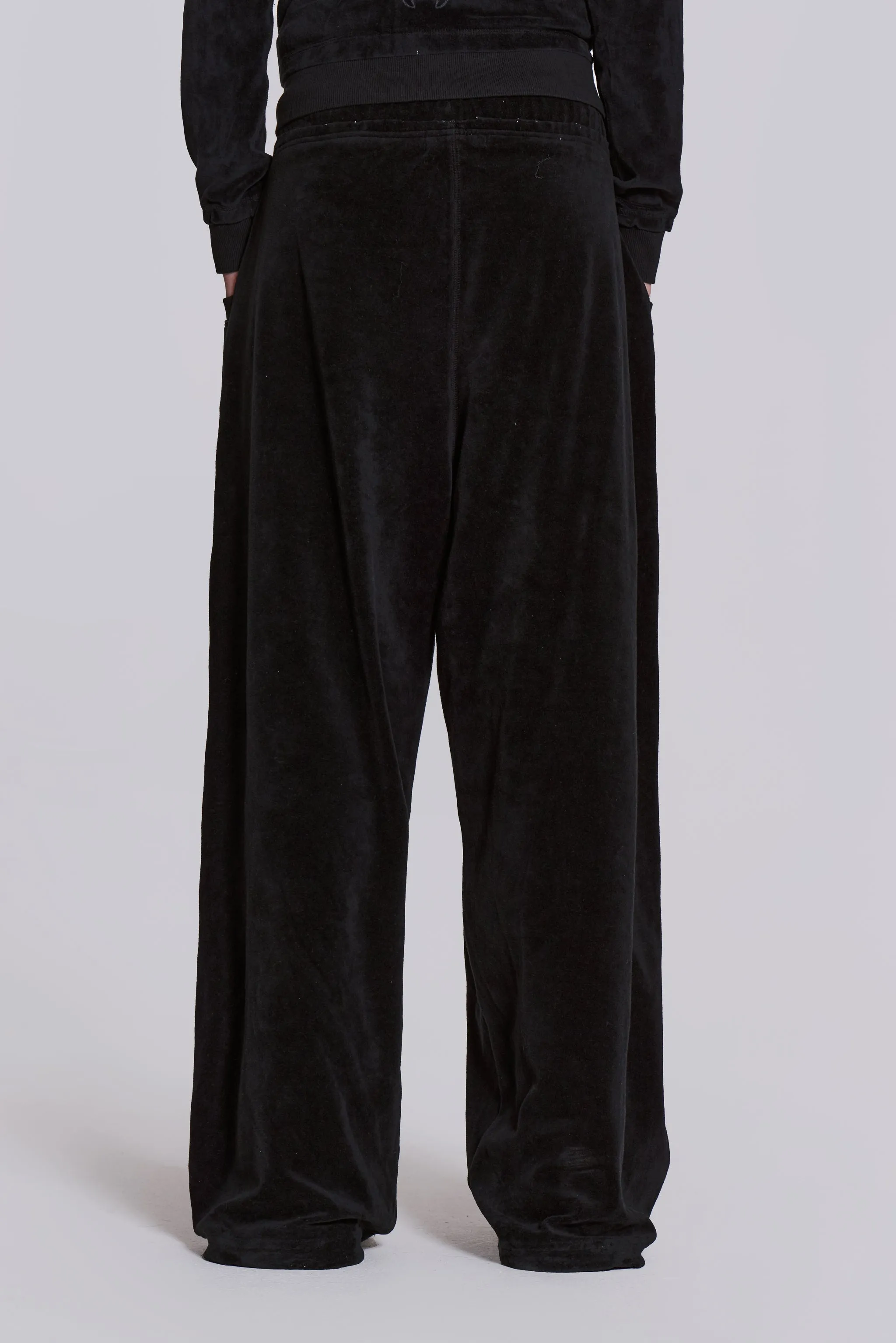 Black Velour Baggy Monster Jogger