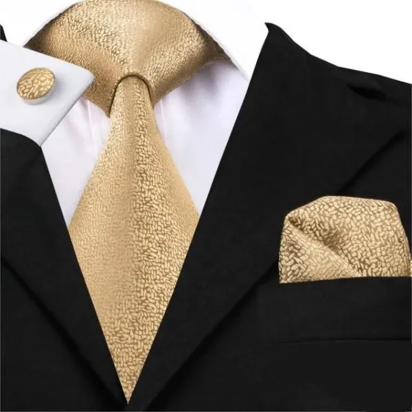 Classy Men Gold Static Noise Silk Tie