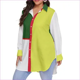 Color Block Astute Womens Button-Up Shirt Voluptuous ( ) Plus Size