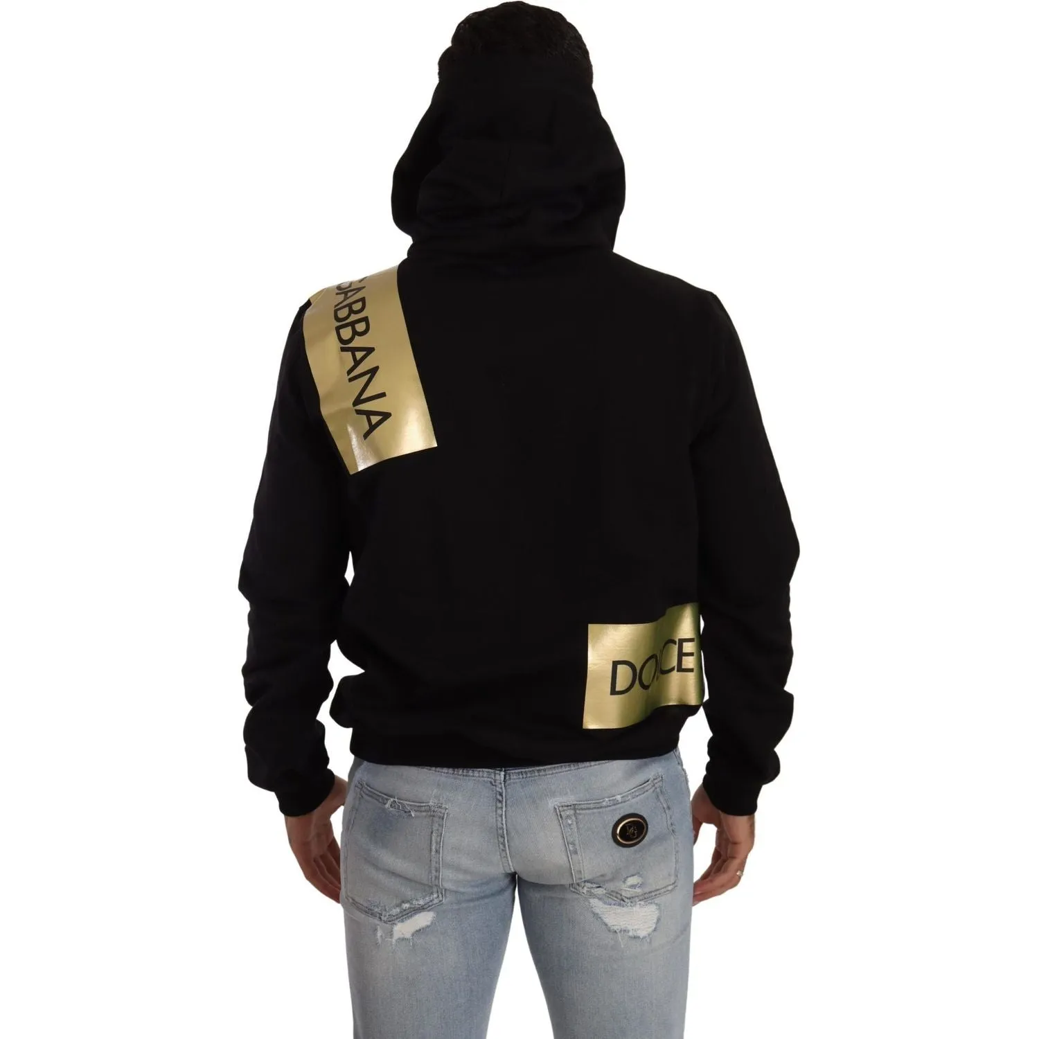 Dolce & Gabbana Elevate Your Style with a Black Golden-Logo Pullover