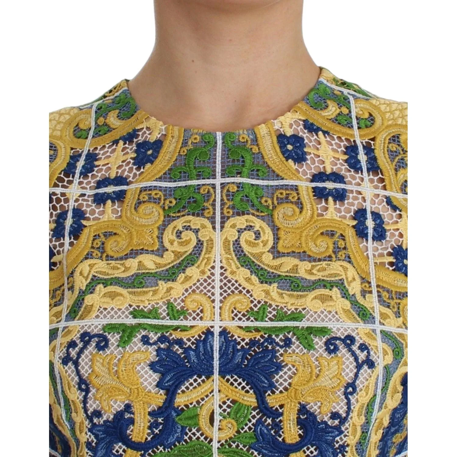 Dolce & Gabbana Majolica Embroidered Sleeveless Elegance