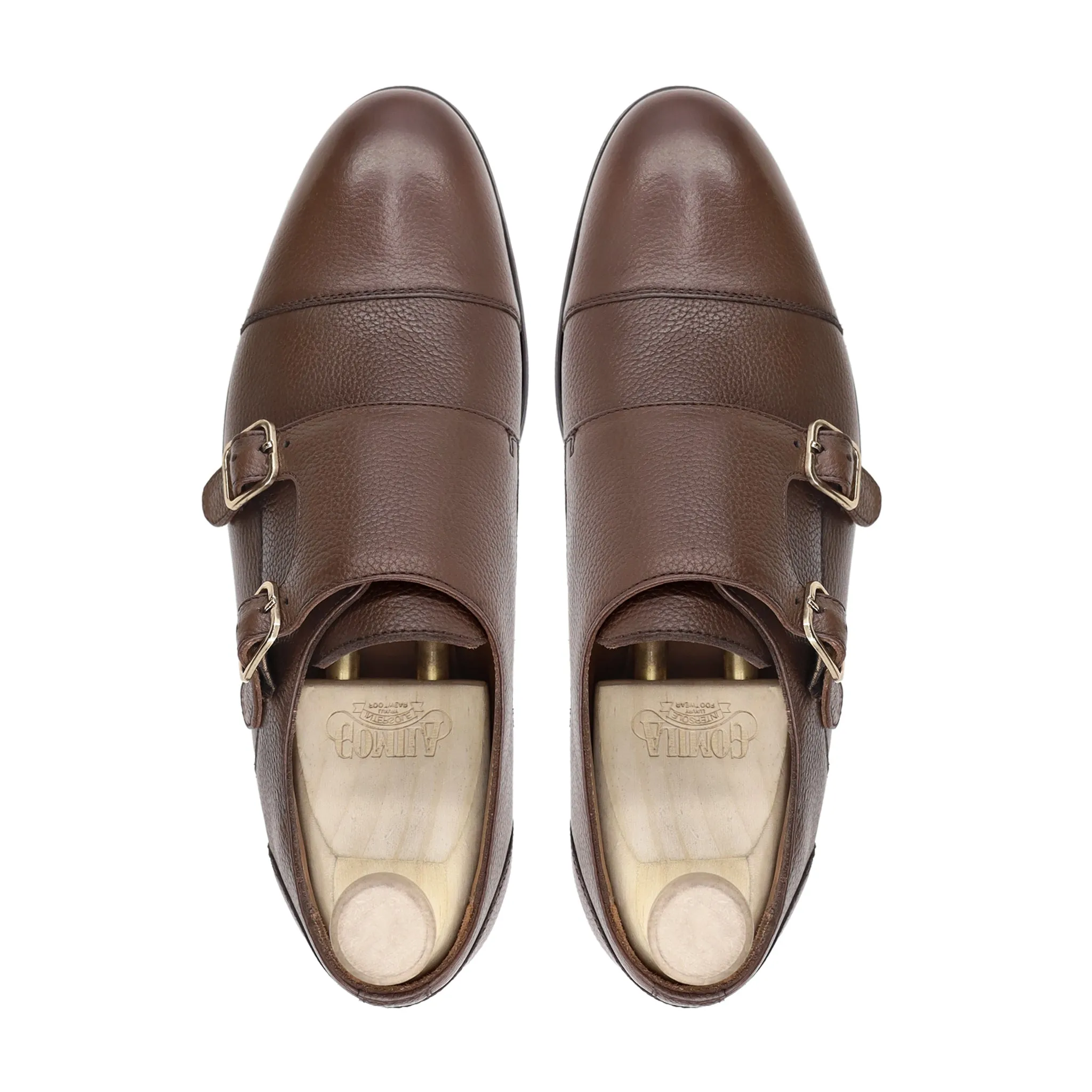 Glacier - Men's Brown Pebble Grain Leather Double Monkstrap