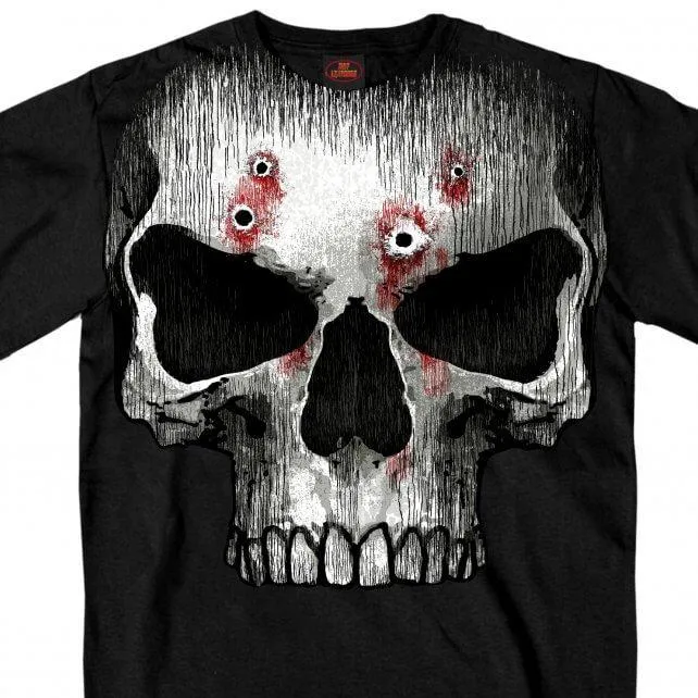 Hot Leathers GMS1467 Mens Jumbo Print Skull Bullet Holes Black T-Shirt