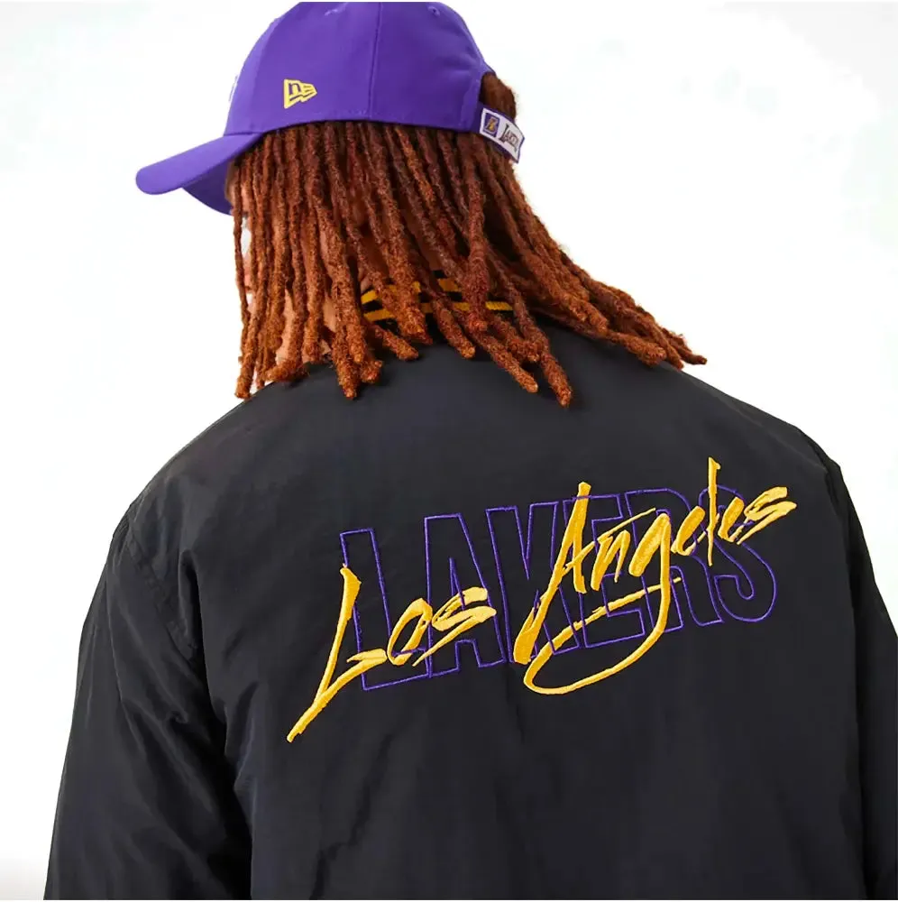 La Lakers Nba Script Black Bomber Jacket