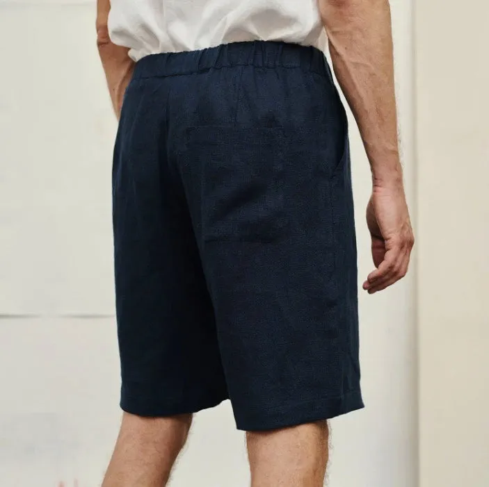 Linen Cumin Shorts - Bilberry Blue