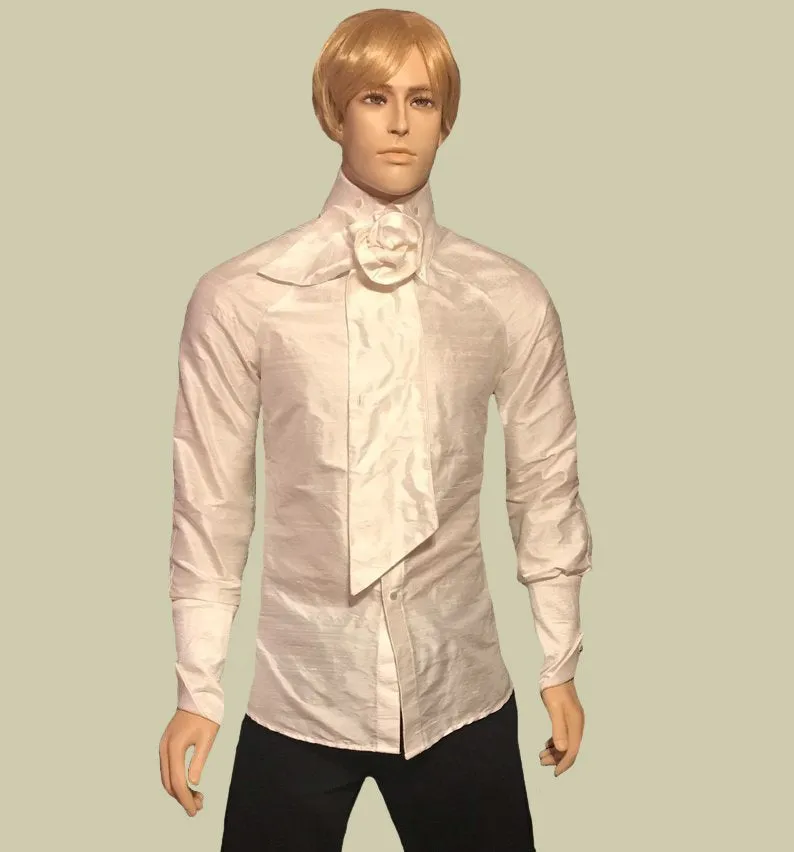 Men's Raglan Sleeve Silk Dressy Shirt