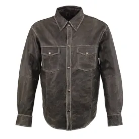 Milwaukee Leather MLM1605 Men's 'Button Down' Distressed Grey