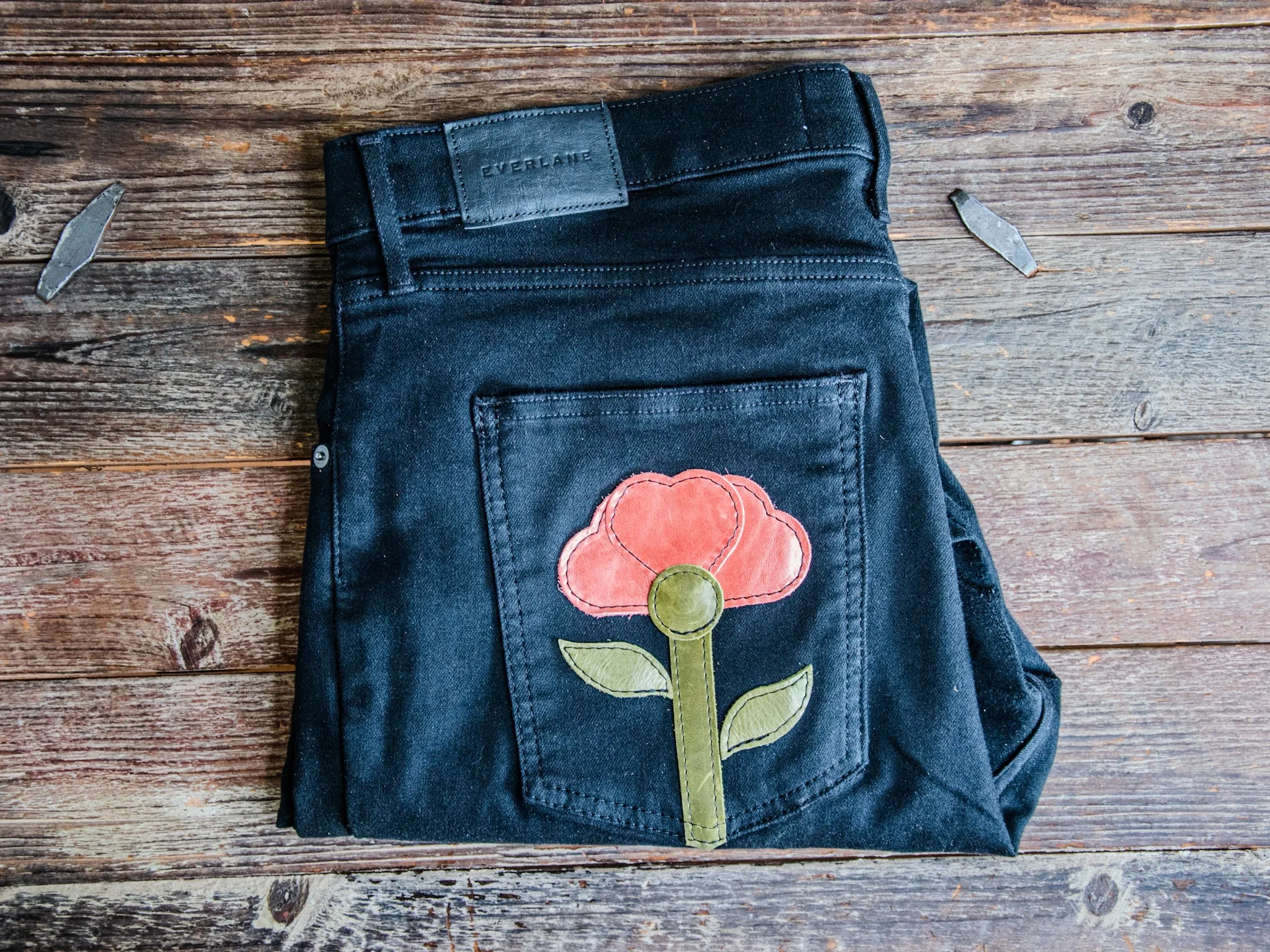 Patchwork Denim | 34 Waist (18s) | LIKE NEW Everlane ORGANIC crop jeans | The Krista Flower Denim | #3