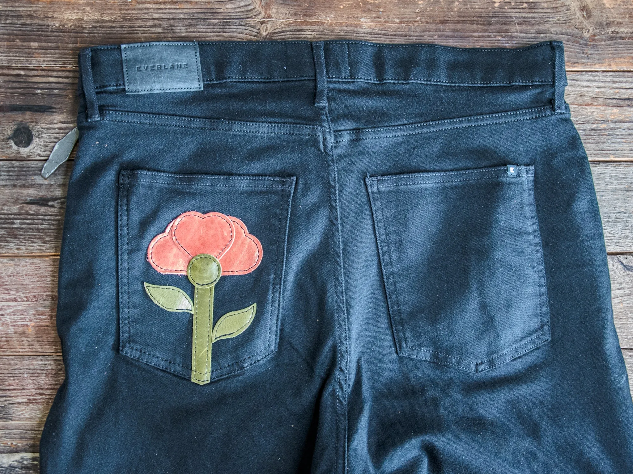 Patchwork Denim | 34 Waist (18s) | LIKE NEW Everlane ORGANIC crop jeans | The Krista Flower Denim | #3