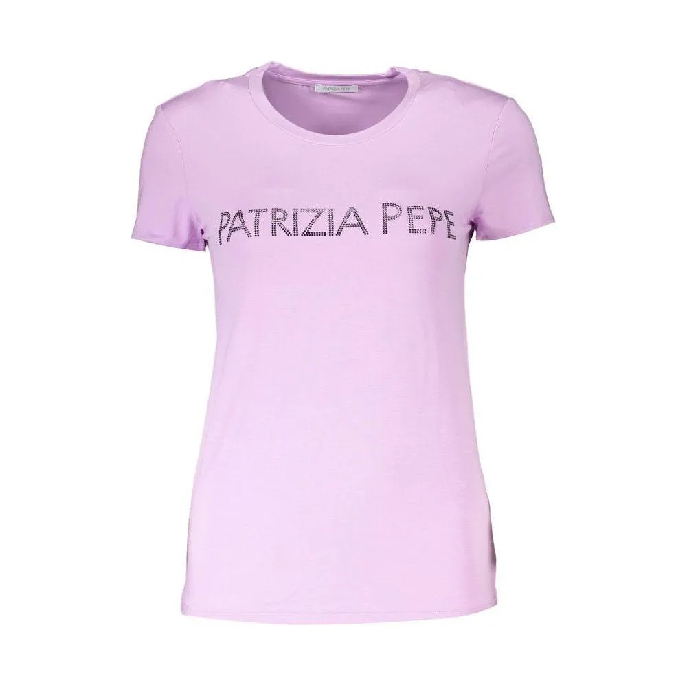 Patrizia Pepe Purple Rhinestone Crew Neck Tee