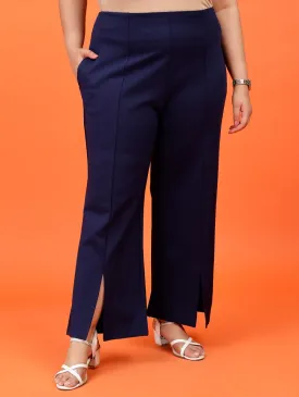 Plus Size Women Navy Blue Boot Cut Trouser