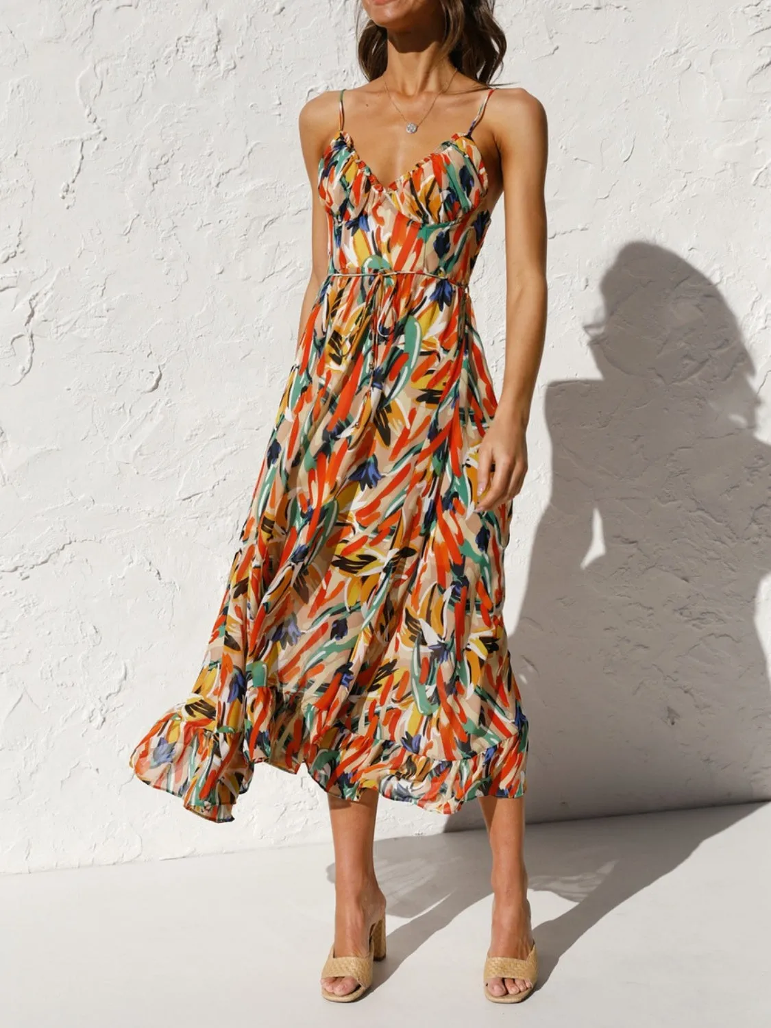 Printed Sleeveless Midi Cami Dress