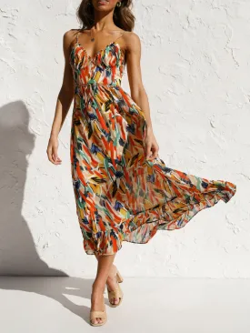 Printed Sleeveless Midi Cami Dress