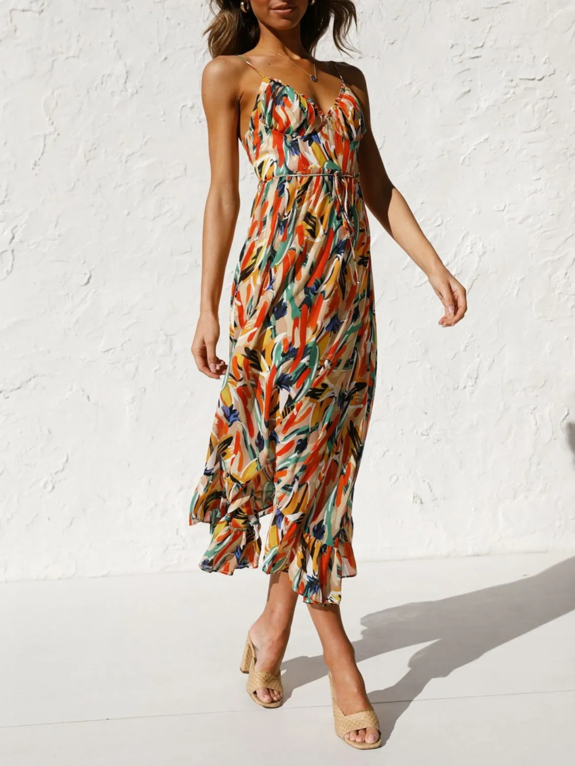 Printed Sleeveless Midi Cami Dress