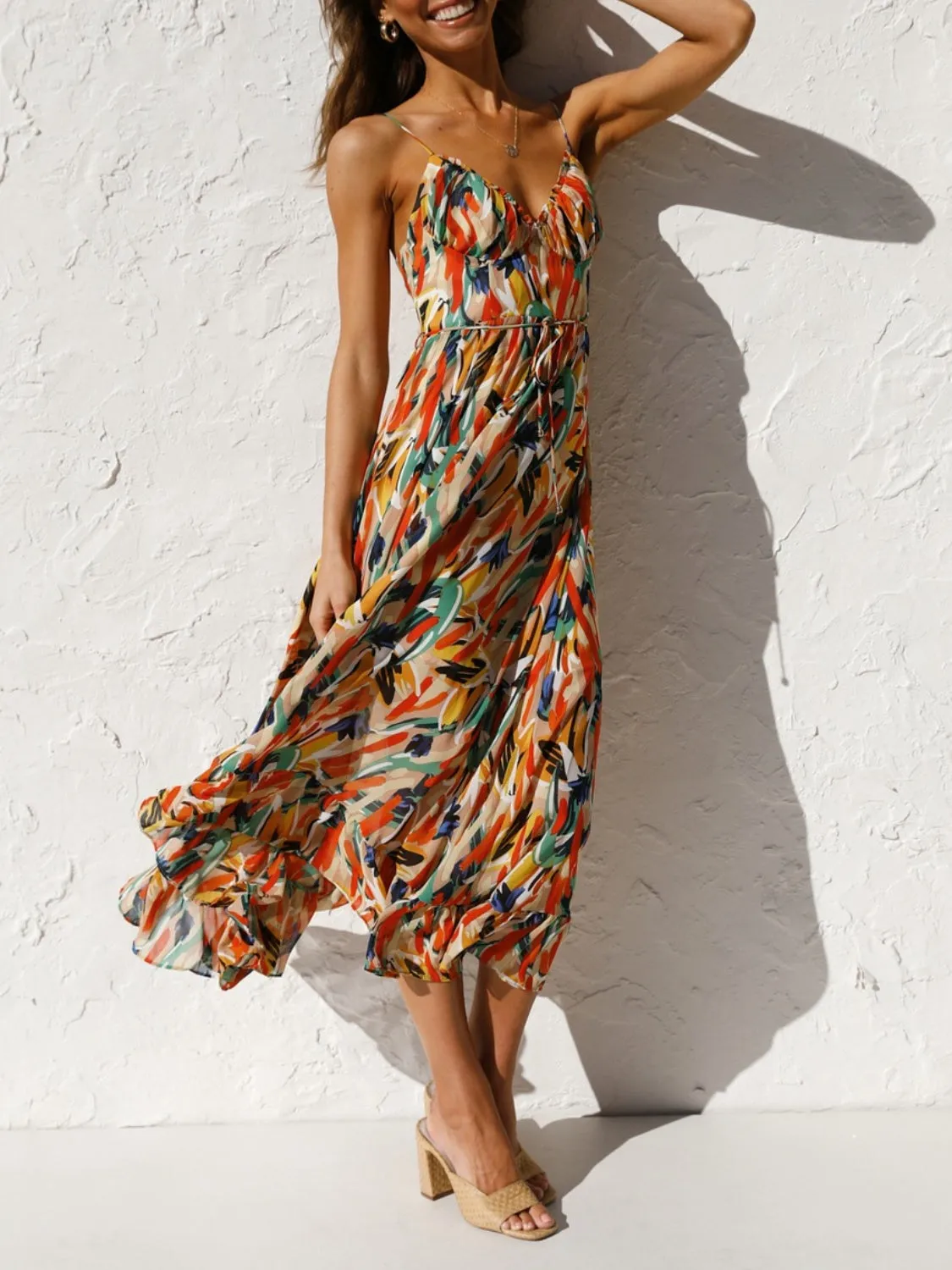 Printed Sleeveless Midi Cami Dress