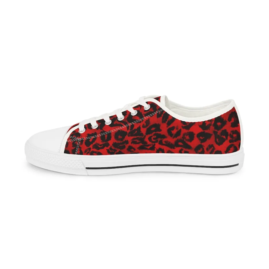 Red Leopard Men's Low Tops, Best Leopard Animal Print Men's Low Top Sneakers  (US Size: 5-14)