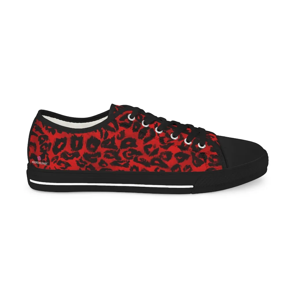 Red Leopard Men's Low Tops, Best Leopard Animal Print Men's Low Top Sneakers  (US Size: 5-14)