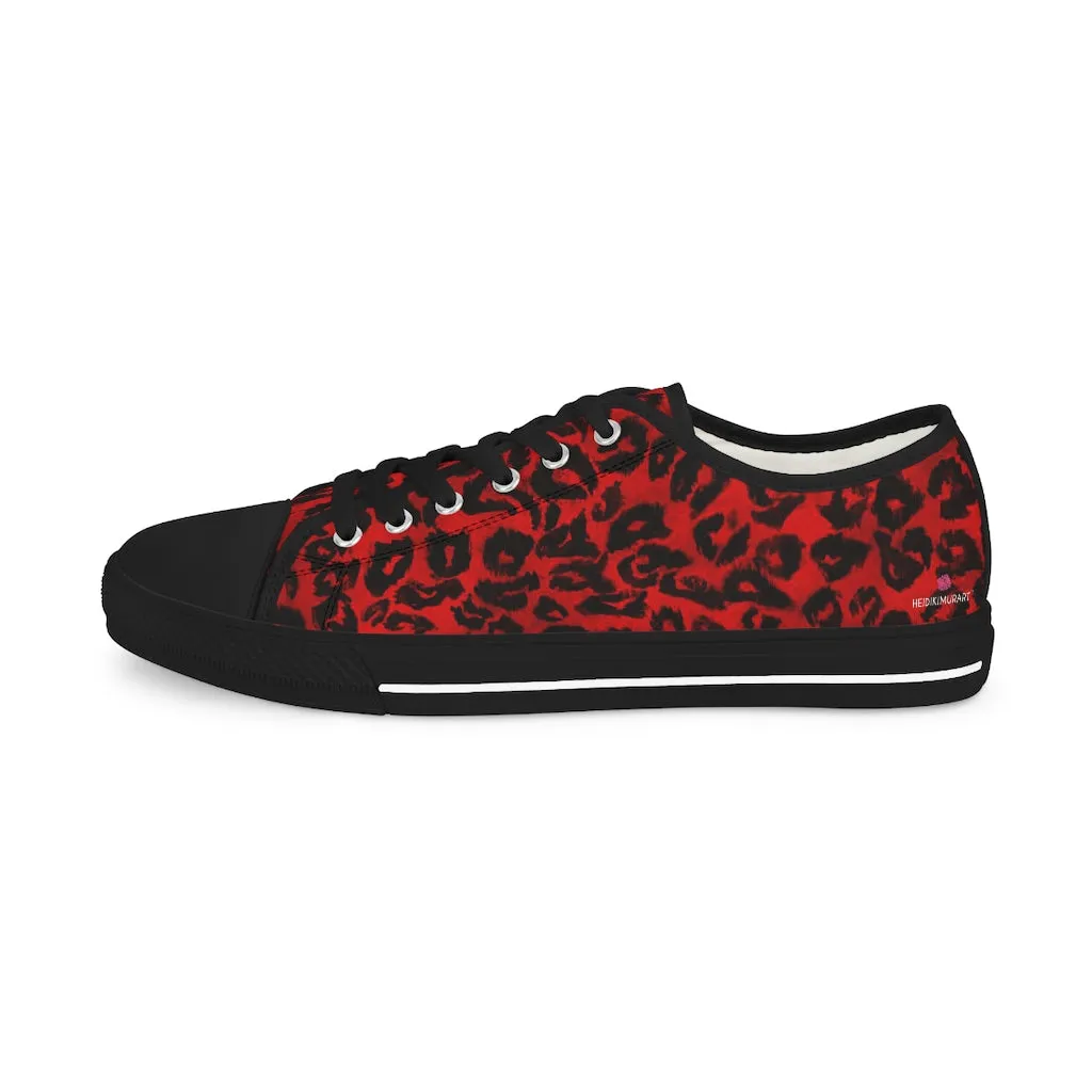 Red Leopard Men's Low Tops, Best Leopard Animal Print Men's Low Top Sneakers  (US Size: 5-14)