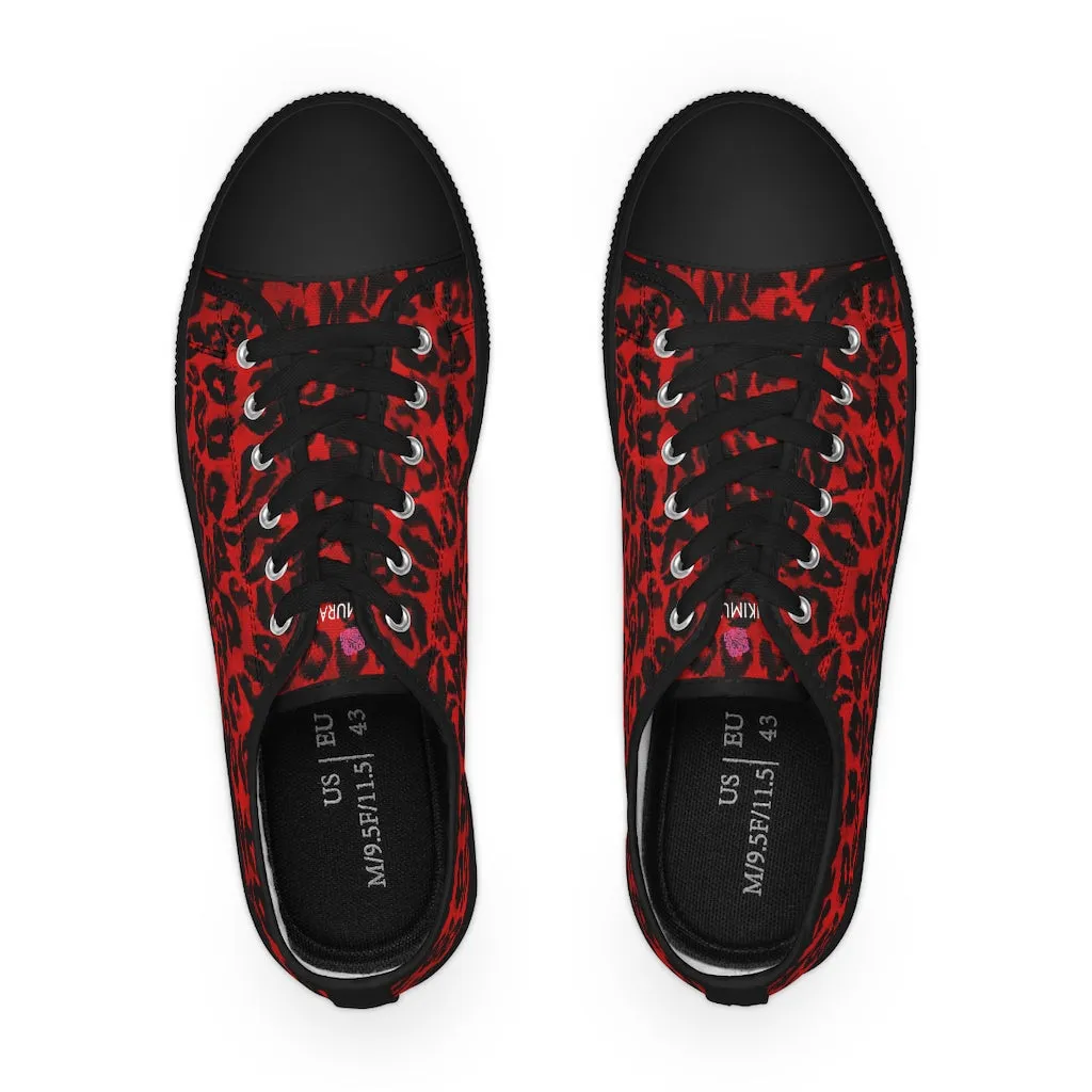 Red Leopard Men's Low Tops, Best Leopard Animal Print Men's Low Top Sneakers  (US Size: 5-14)