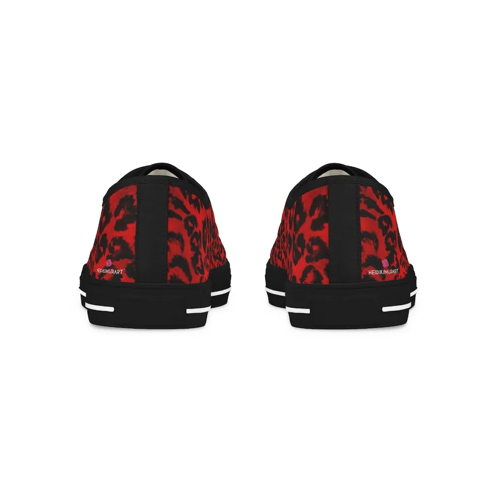 Red Leopard Men's Low Tops, Best Leopard Animal Print Men's Low Top Sneakers  (US Size: 5-14)