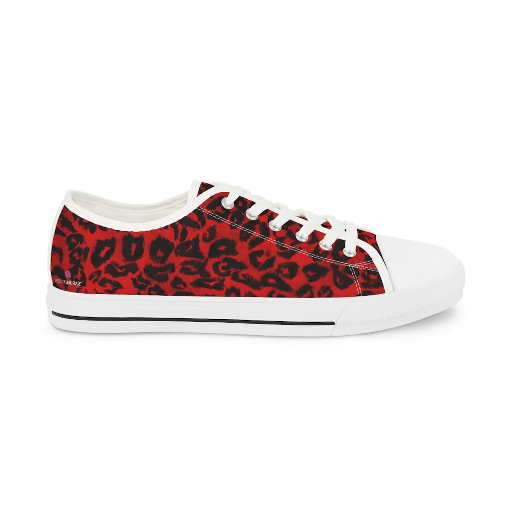 Red Leopard Men's Low Tops, Best Leopard Animal Print Men's Low Top Sneakers  (US Size: 5-14)