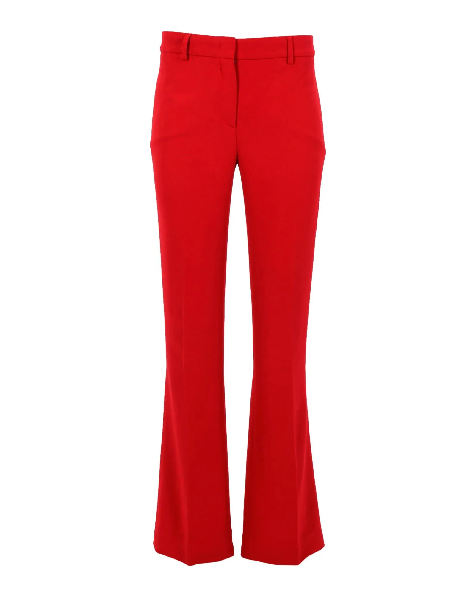 Red Viscose Boot-Cut Trousers