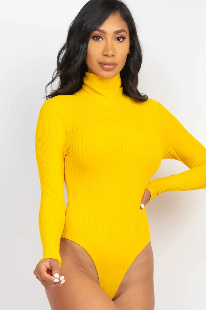 Ribbed Turtle Neck Long Sleeve Bodysuit (CAPELLA)