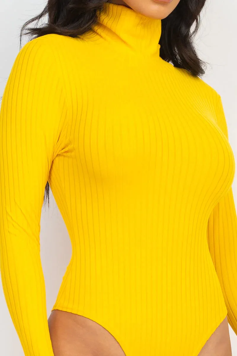 Ribbed Turtle Neck Long Sleeve Bodysuit (CAPELLA)