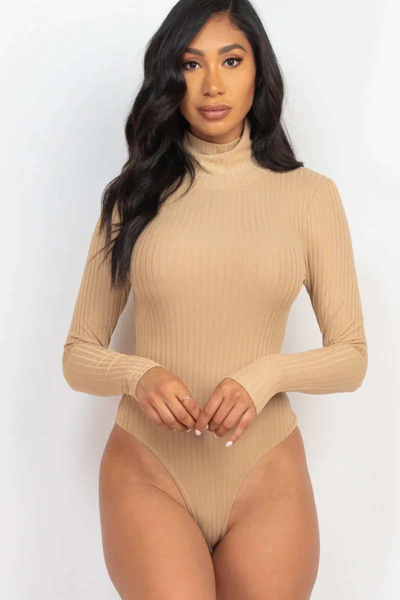 Ribbed Turtle Neck Long Sleeve Bodysuit (CAPELLA)