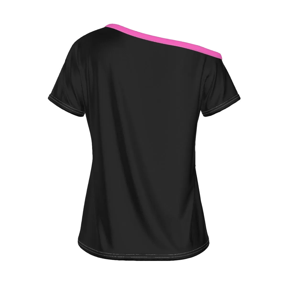 So Sweet Women's Off-Shoulder Pink Collar T-shirt