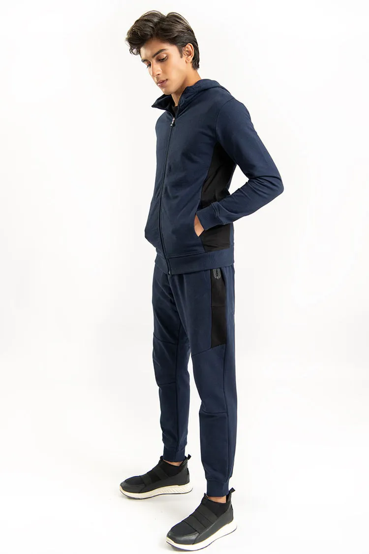 START - Navy Blue Trousers with Matt Zip