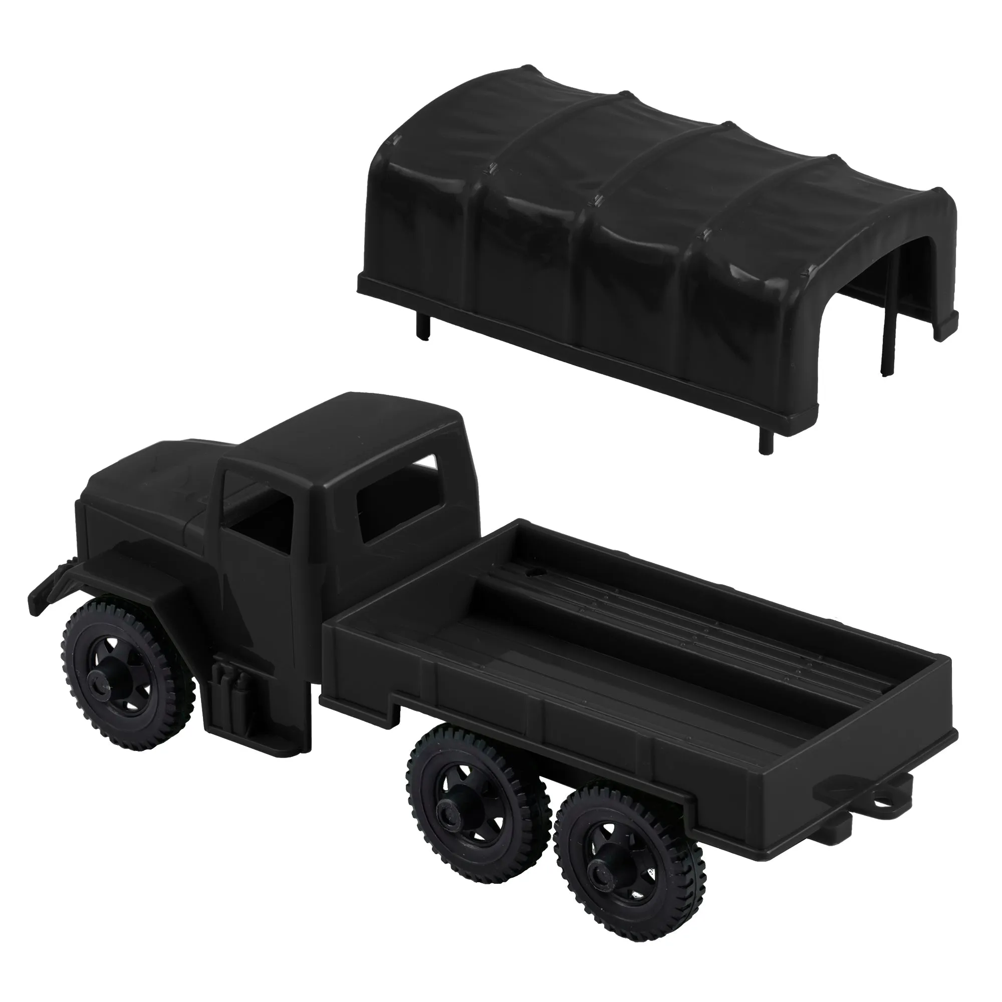 TimMee Plastic Army Men TRUCKS - Black M34 Deuce and a Half Cargo Vehicles US Made