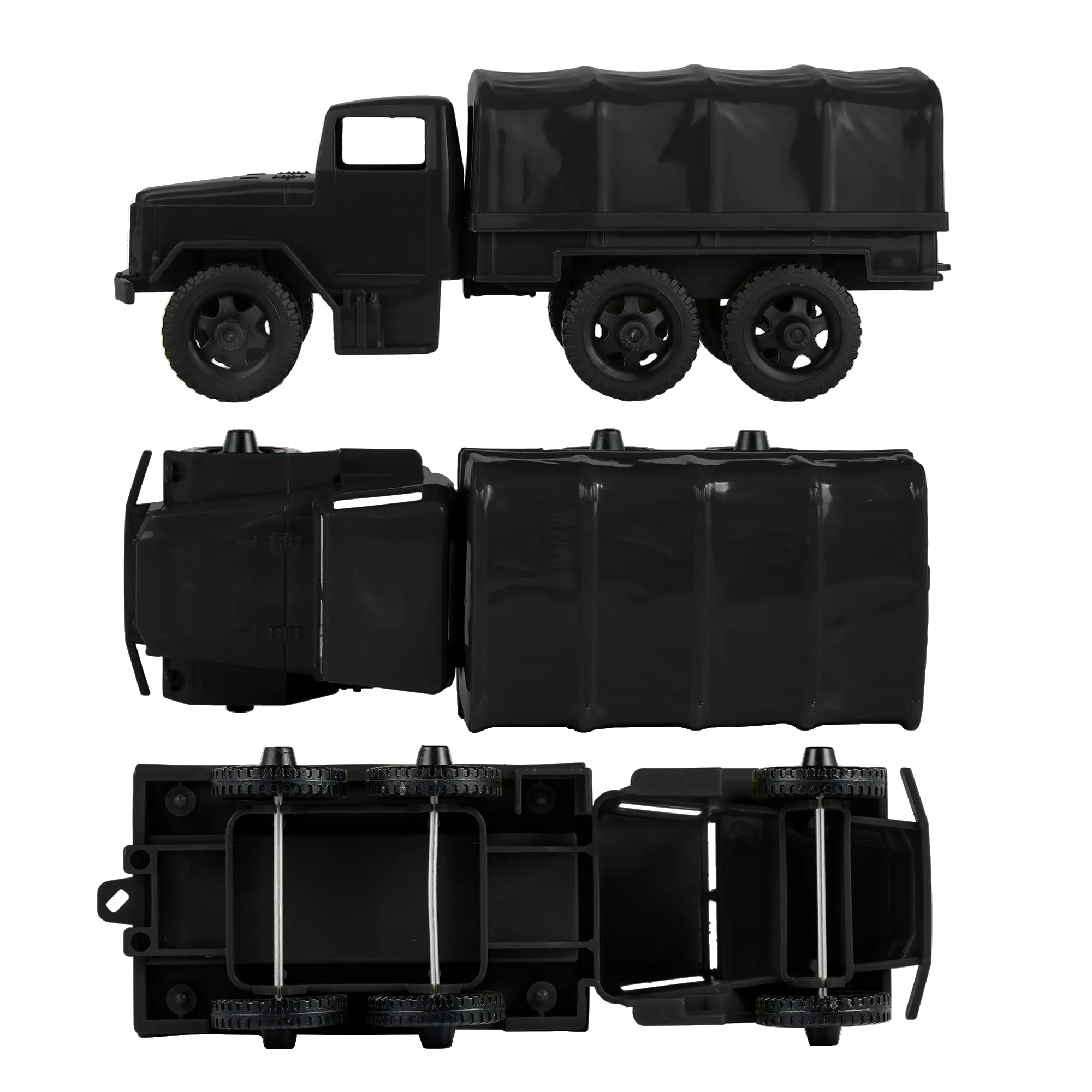 TimMee Plastic Army Men TRUCKS - Black M34 Deuce and a Half Cargo Vehicles US Made