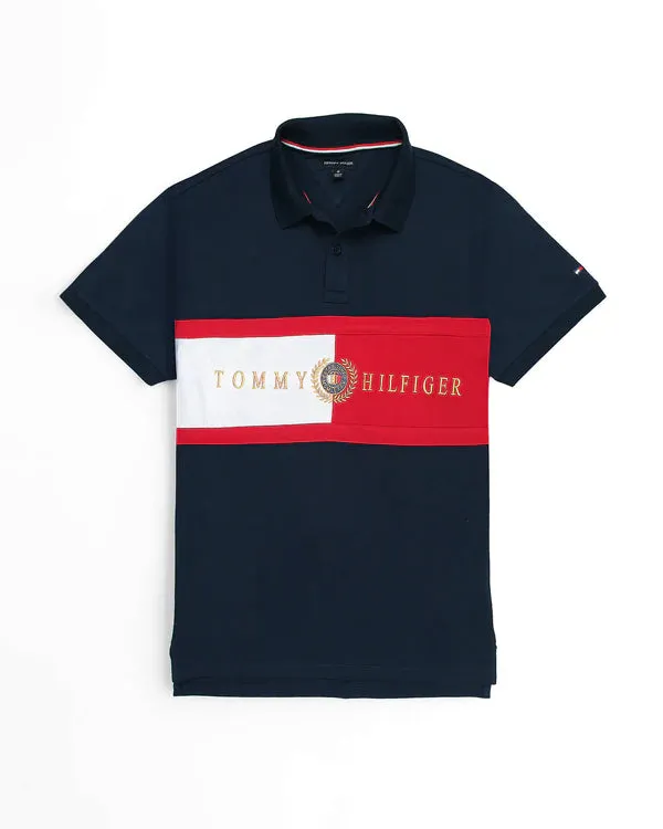 TM - Men 'Navy' Iconic Chest Flag Polo TM899