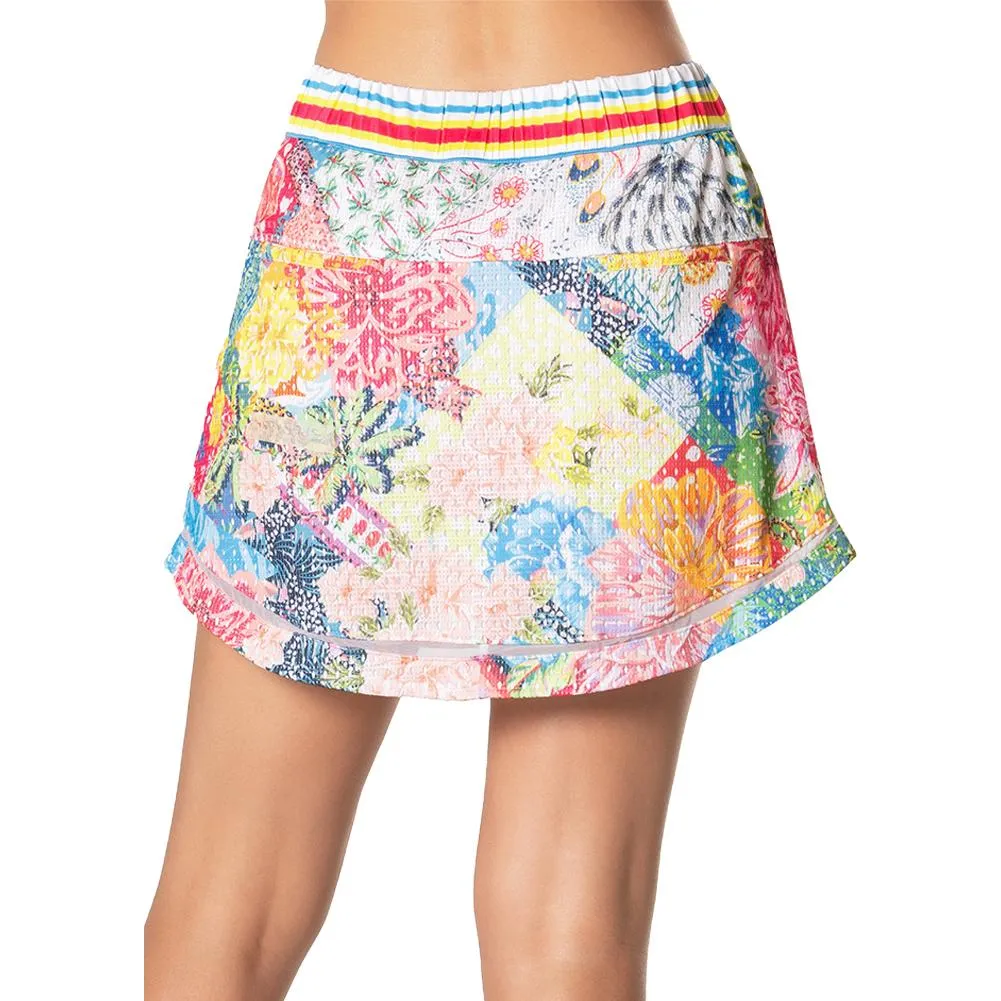 Women's High Waist Flower On Tennis Skort Multicolor